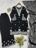 BEAUTIFUL SEQUENCE EMBROIDERED TOP PLAZZO WITH DUPATTA