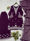 BEAUTIFUL SEQUENCE EMBROIDERED TOP PLAZZO WITH DUPATTA