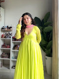 New Designer Faux Georgette With Embroidery Sequence work Gown And Dupatta Set