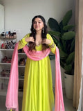 New Designer Faux Georgette With Embroidery Sequence work Gown And Dupatta Set