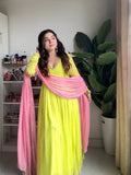 New Designer Faux Georgette With Embroidery Sequence work Gown And Dupatta Set