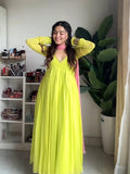 New Designer Faux Georgette With Embroidery Sequence work Gown And Dupatta Set