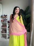 New Designer Faux Georgette With Embroidery Sequence work Gown And Dupatta Set