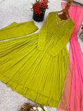 New Designer Faux Georgette With Embroidery Sequence work Gown And Dupatta Set