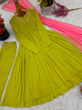 New Designer Faux Georgette With Embroidery Sequence work Gown And Dupatta Set