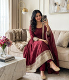 Fendy Satin Silk With Embroidery 3/5mm Sequences Work Salwar Kameez