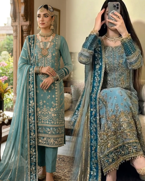 Fully Stitched & Ready to Wear Fox Georgette with Heavy Embroidery Sequence Work Salwar Kameez