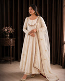 Pure Roman Cotton With Full Sleeve with Embroidery Thread And Sequins Work With GPO Lace Border Salwar Kameez