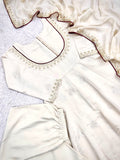 Pure Roman Cotton With Full Sleeve with Embroidery Thread And Sequins Work With GPO Lace Border Salwar Kameez