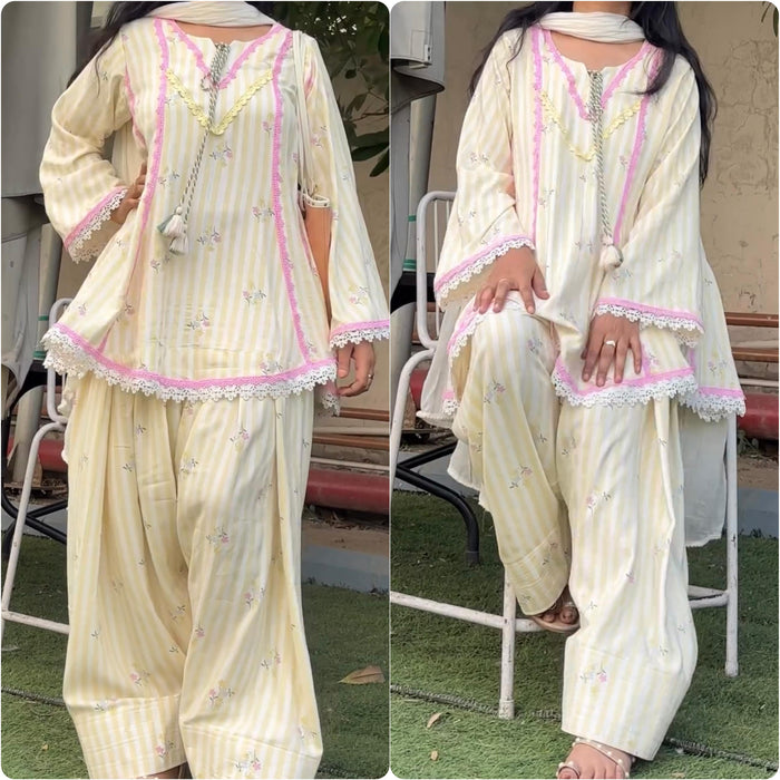 Heavy Pure Natural Crep Fully Fancy Sleeves Salwar Kameez