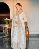 New Heavy Chinon Silk Gown Pent Dupatta Set Fully Stitched Ready To Wear