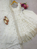 New Heavy Chinon Silk Gown Pent Dupatta Set Fully Stitched Ready To Wear