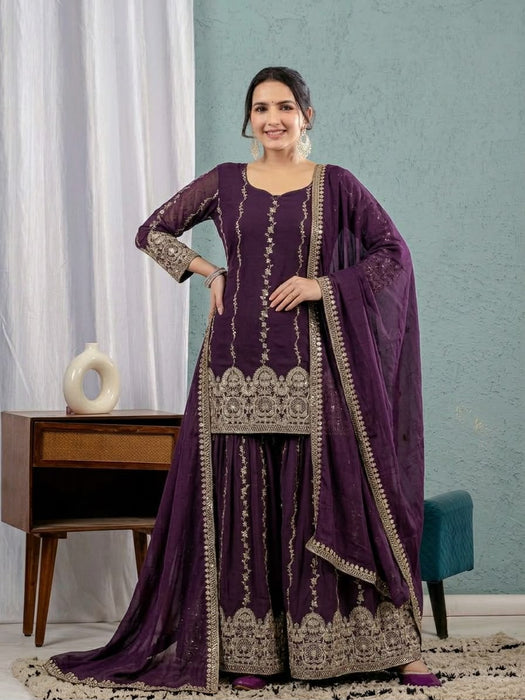 Heavy Crunchy Silk Material With 3mm Sequence Embroidery Work Salwar Kameez