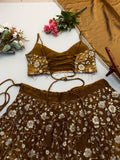 Elegant 3mm Embroidered Sequence Lehenga Choli With Three Piece Set