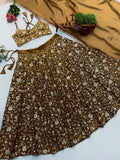Elegant 3mm Embroidered Sequence Lehenga Choli With Three Piece Set