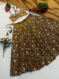 Elegant 3mm Embroidered Sequence Lehenga Choli With Three Piece Set