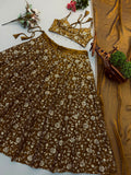 Elegant 3mm Embroidered Sequence Lehenga Choli With Three Piece Set