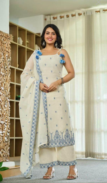 Maska Cotton Silk Fancy Border With Multi Needle Sequence & Embroidery Work Salwar Kameez