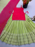 Fendy Silk with Real Mirror Work Top Lehenga Dupatta Set