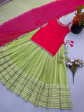 Fendy Silk with Real Mirror Work Top Lehenga Dupatta Set