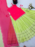Fendy Silk with Real Mirror Work Top Lehenga Dupatta Set