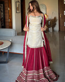 Fendy Silk with Real Mirror Work Top Lehenga Dupatta Set