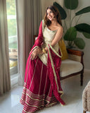 Fendy Silk with Real Mirror Work Top Lehenga Dupatta Set