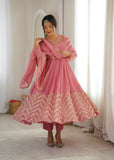 Anarkali Gown With Crunchy Silk With Fully Flair Salwar Kameez