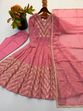 Anarkali Gown With Crunchy Silk With Fully Flair Salwar Kameez