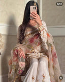 New Designer Party Wear Look Heavy Cinon Silk Top Sarara & Dupatta Set