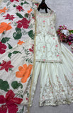 New Designer Party Wear Look Heavy Cinon Silk Top Sarara & Dupatta Set