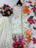 New Designer Party Wear Look Heavy Cinon Silk Top Sarara & Dupatta Set