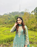NEW READY TO WEAR FANCY DESIGN EMBROIDERY TOP PALAZZO WITH DUPATTA