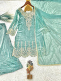 NEW READY TO WEAR FANCY DESIGN EMBROIDERY TOP PALAZZO WITH DUPATTA