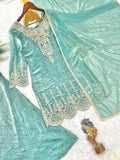 NEW READY TO WEAR FANCY DESIGN EMBROIDERY TOP PALAZZO WITH DUPATTA