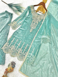 NEW READY TO WEAR FANCY DESIGN EMBROIDERY TOP PALAZZO WITH DUPATTA