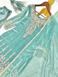 NEW READY TO WEAR FANCY DESIGN EMBROIDERY TOP PALAZZO WITH DUPATTA