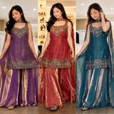 Pure Frendy Silk With Unstitched Sleeve Fabric Beautiful Salwar Kameez