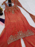 Pure Frendy Silk With Unstitched Sleeve Fabric Beautiful Salwar Kameez