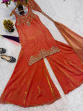 Pure Frendy Silk With Unstitched Sleeve Fabric Beautiful Salwar Kameez