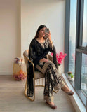New Designer Party Wear Look Pure Heavy Star Georgette Top Plazzo & Dupatta Set