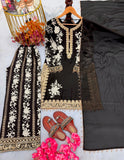 New Designer Party Wear Look Pure Heavy Star Georgette Top Plazzo & Dupatta Set