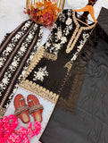 New Designer Party Wear Look Pure Heavy Star Georgette Top Plazzo & Dupatta Set