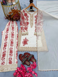 New Designer Party Wear Look Pure Heavy Star Georgette Top Plazzo & Dupatta Set