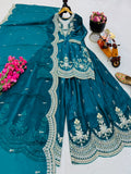 Fendy Satin with Codding Embroidery Sequence Work Salwar Kameez