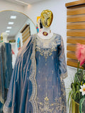 Fendy Satin with Codding Embroidery Sequence Work Salwar Kameez