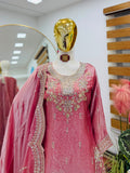 Fendy Satin with Codding Embroidery Sequence Work Salwar Kameez
