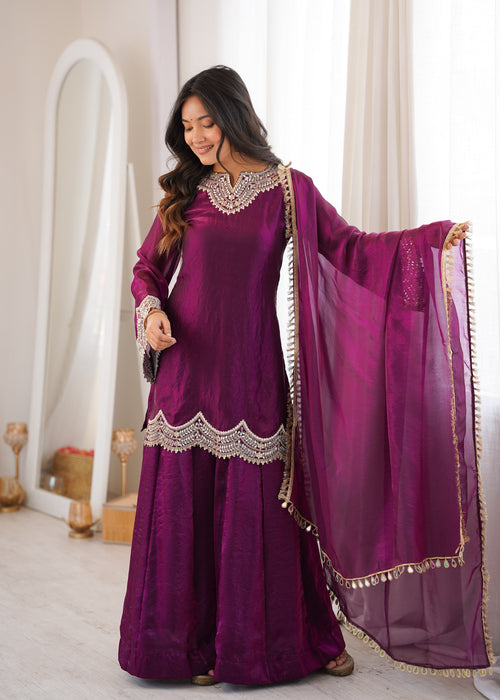 Fendy Silk with Embroidery Codding And Real Mirror Work Salwar Kameez