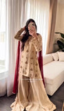 Pure Natural Crep With Embroidery 5mm Sequence Work Salwar Kameez