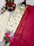 Pure Natural Crep With Embroidery 5mm Sequence Work Salwar Kameez